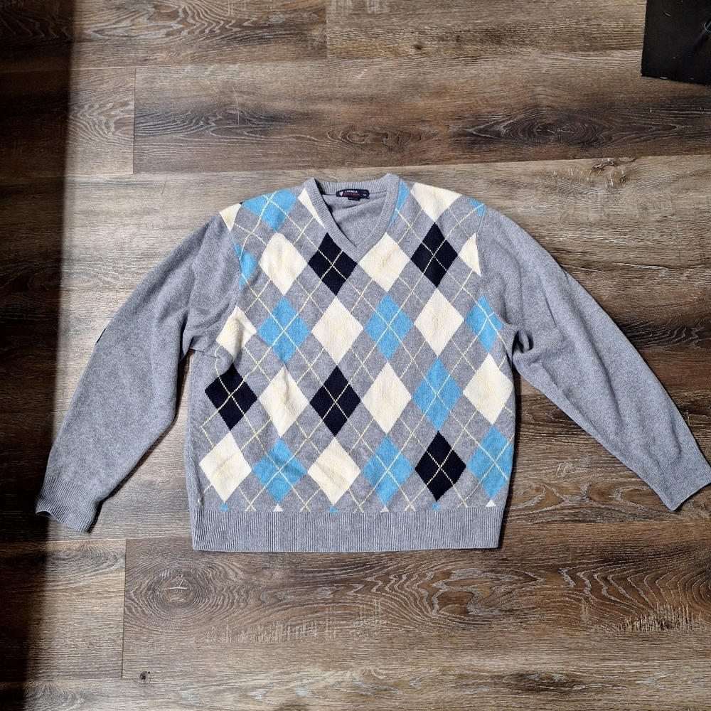 Daniel Cremieux 1900s Argyle Extra Fine Merino Wool Knit Sweater, Men's XL